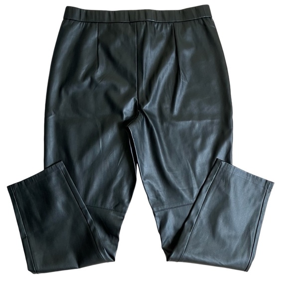 Cato Black Faux Leather Pull On‎ Tapered Ankle Pants Stretchy Fall Sz L NWT - Picture 14 of 14